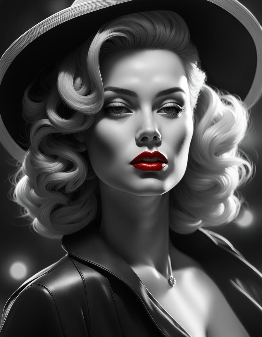 1950s Film Noir Femme Fatale Portrait