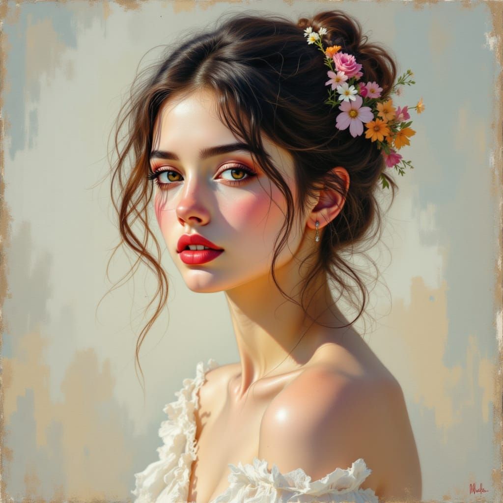 Golden Hour Pin-Up in Soft Pastel Style