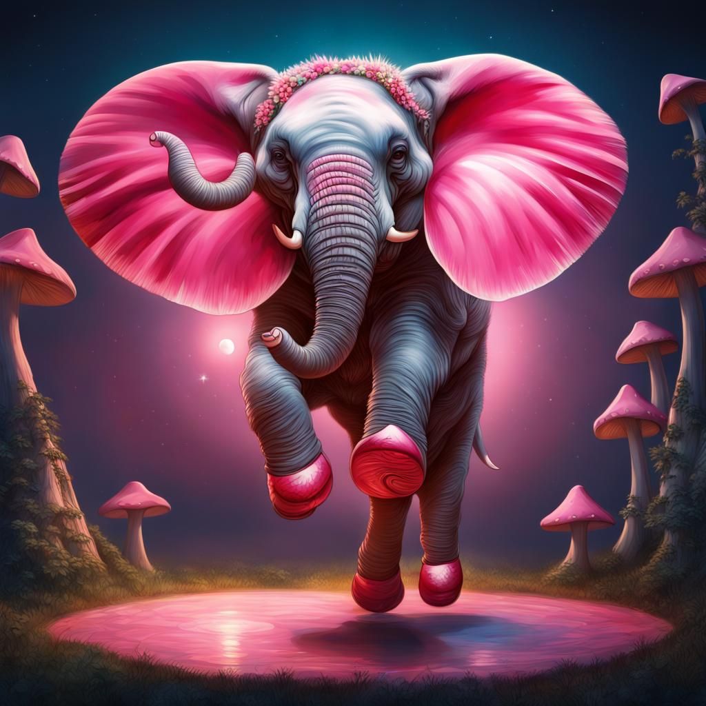 Ballet Dancing Elephant in Moonlight: Hyperrealistic Digital...