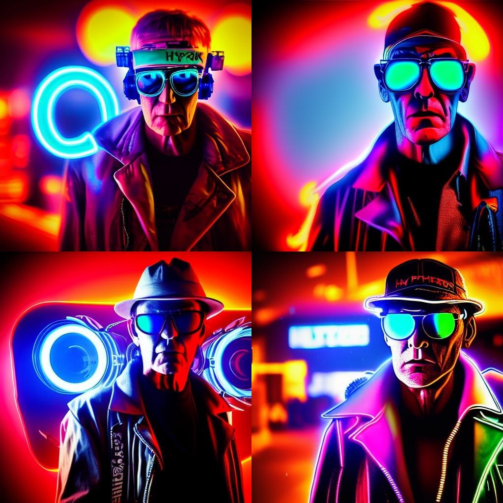 Cyberpunk Hunter S Thompson in Hyperreal Detail