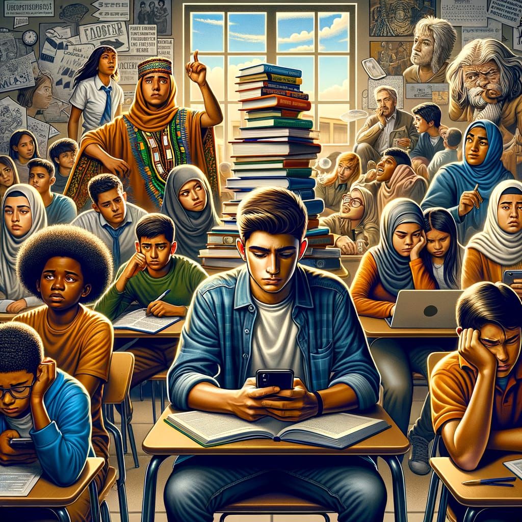 Diverse Students Grapple with Modern School Challenges