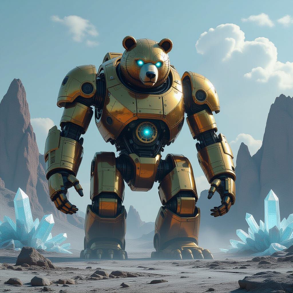 Colossal Clockwork Bear on Alien Planet