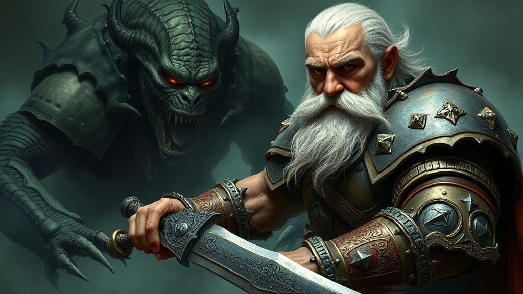 Ancient Warrior Stands Firm Against Dark Forces in a Hauntin...