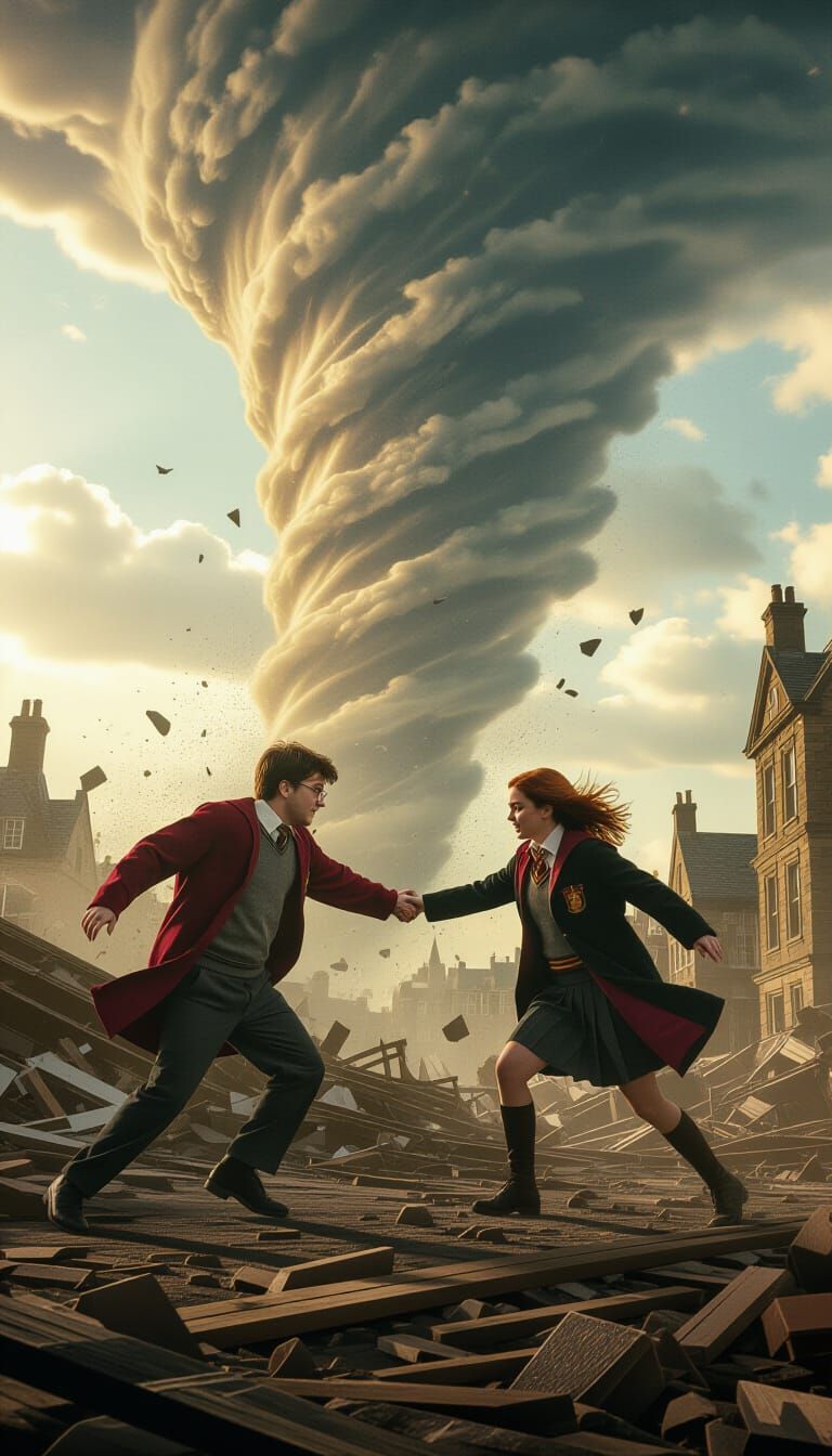 Harry Potter and Ginny Weasley Face a Tornado