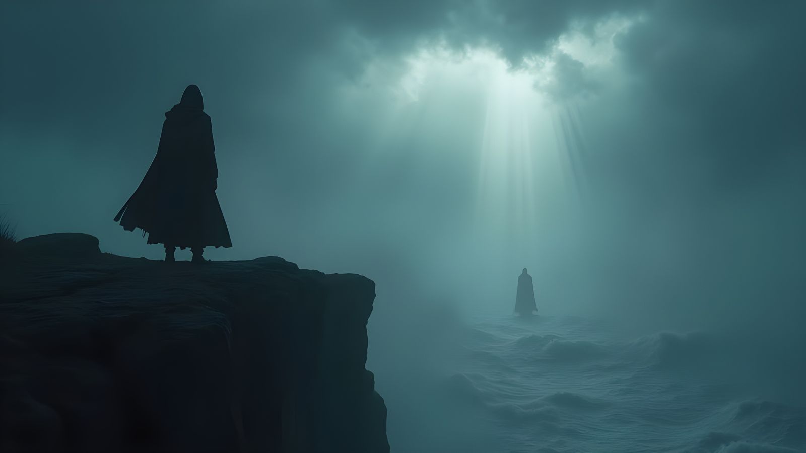 Mysterious Figure Stands Firm in Nordic Storm