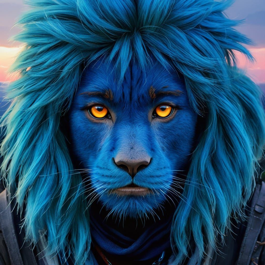 Anime-Inspired Portrait of a Dynamic Youth in a Misty Mounta...