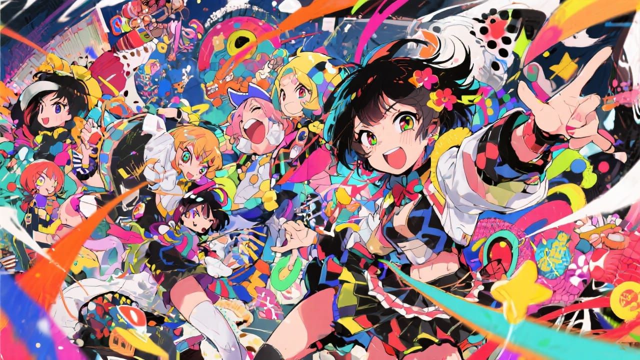 Energetic Manga Scene in Anime Key Visual Style