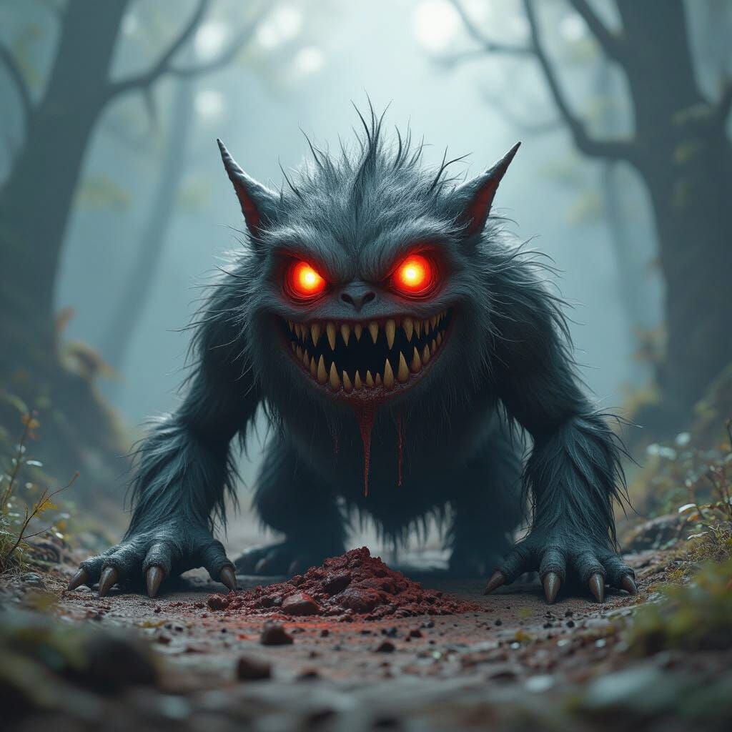 Small Hairy Monster in Matte Painting Style