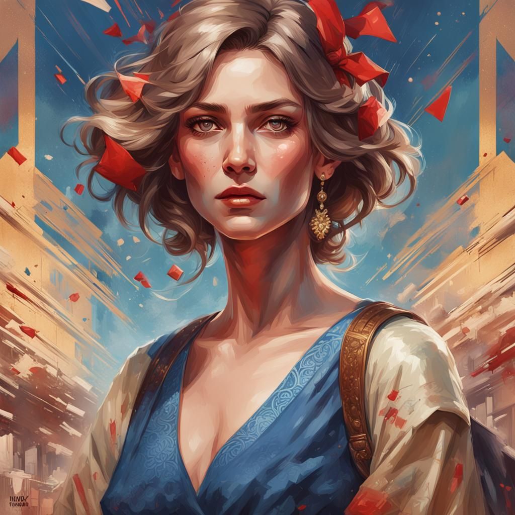 Yugoslavian Woman Portrait in Art Nouveau Style