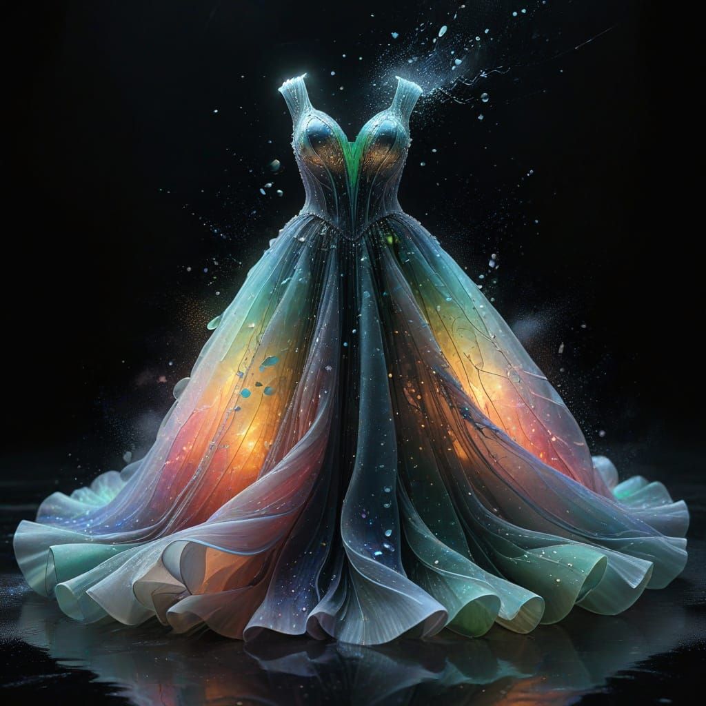 Ethereal Sea Glass Gown in Pastel Neon Glow