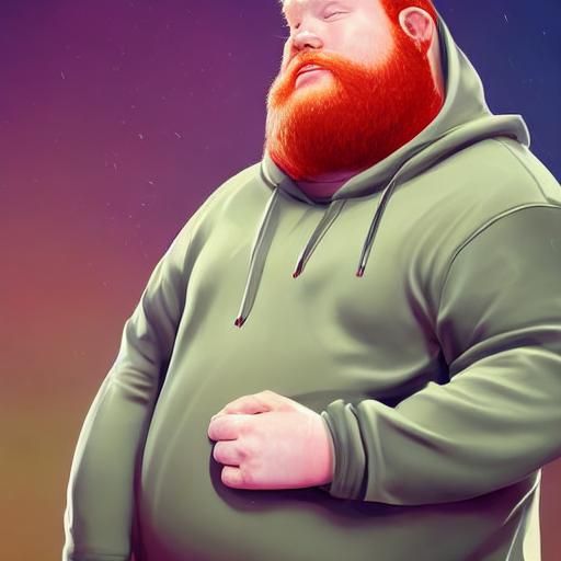 Fat Ginger Man in Hyperrealistic Hoodie Art