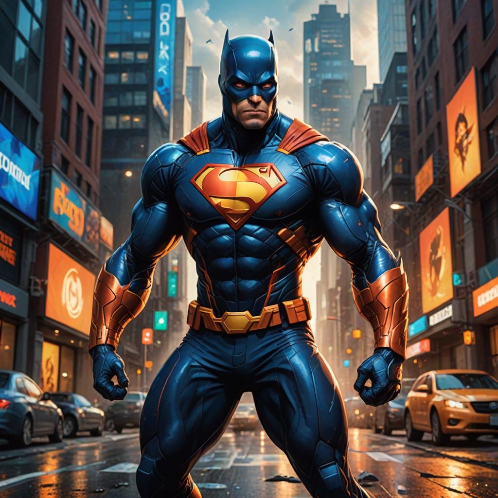 Hyperrealistic Comic Book Superhero in Splash Art Style