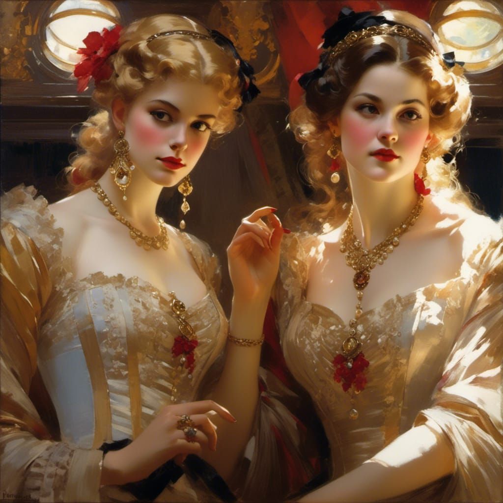Two Women in Victorian Style