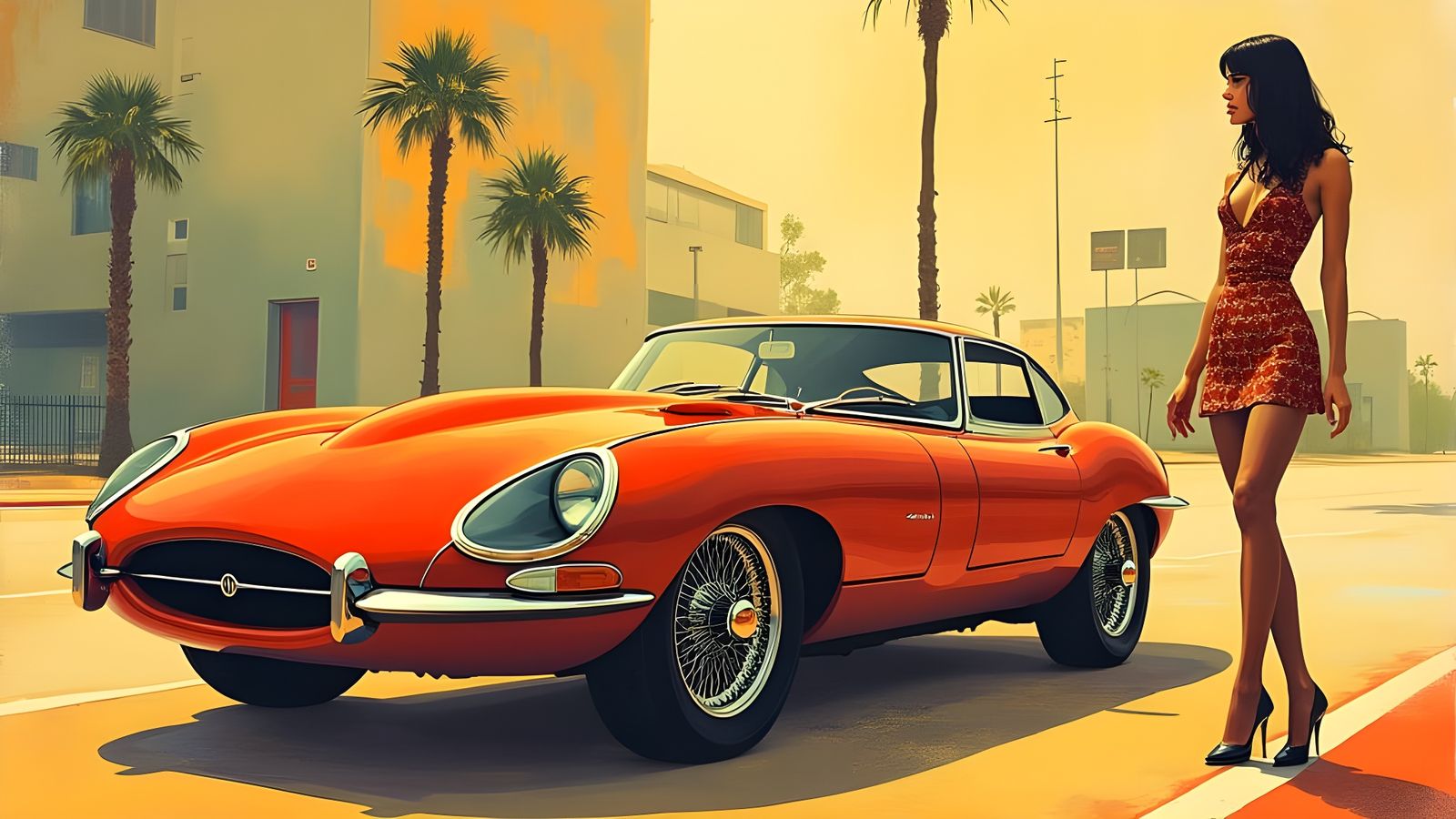 1960s London Fashion Model Poses With European Sports Car