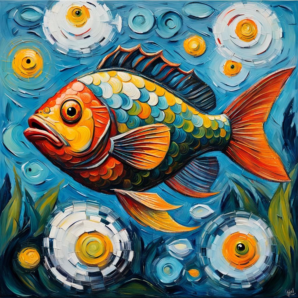 Neo-Expressionist Fish with Impasto Texture