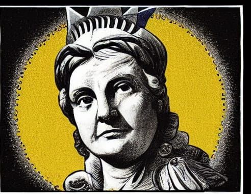 'Americans!' said Miss Benjafield, the stately barmaid, with...