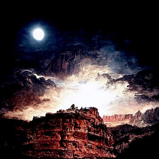 Grand Canyon at Full Moon: American Landscape Painting