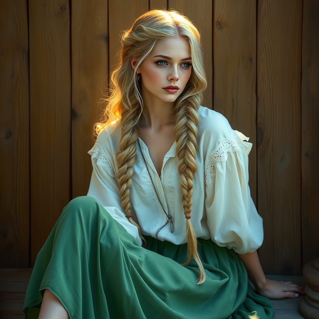 Ethereal Blonde Goddess in Whimsical Woodland