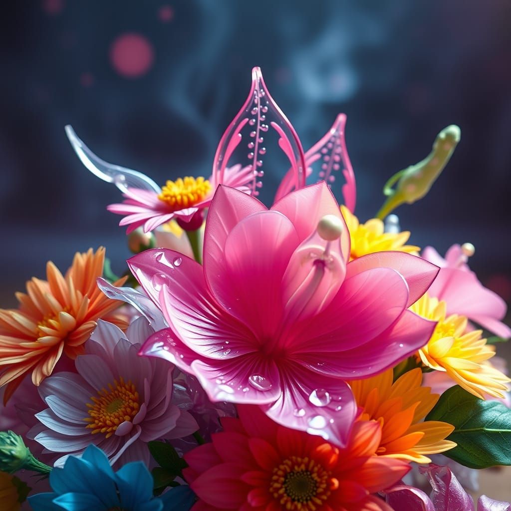 Glass Flowers in Atmospheric Digital Matte Painting