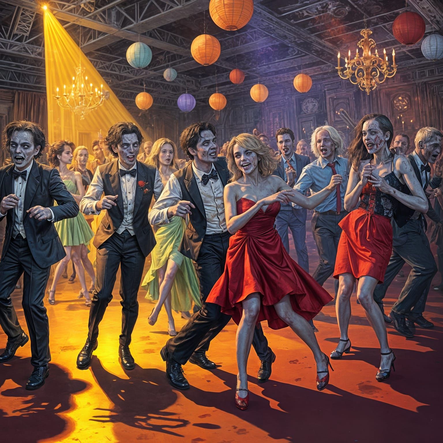 Undead Zombies Dance at Vibrant Prom