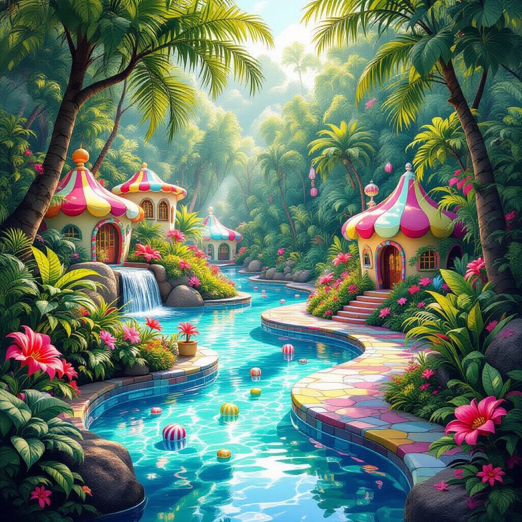 Candy Art Thermal Springs with Iridescent Minerals