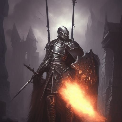 Gothic Knight Vampire in Dark Fantasy Armor
