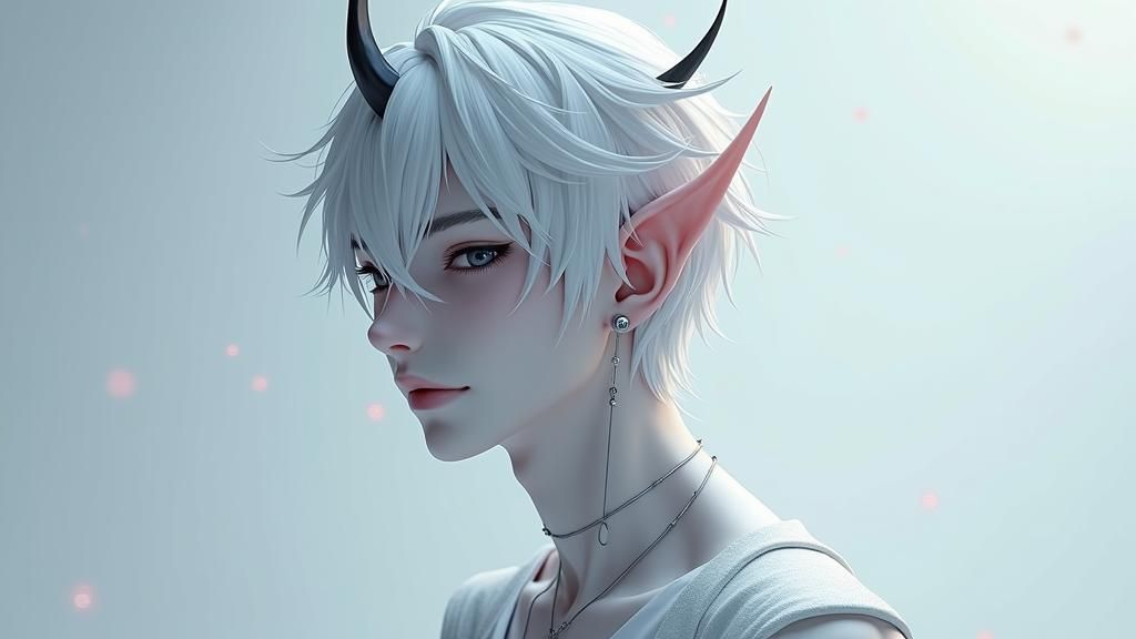 White-Haired Wight Demon in 3D Anime Art