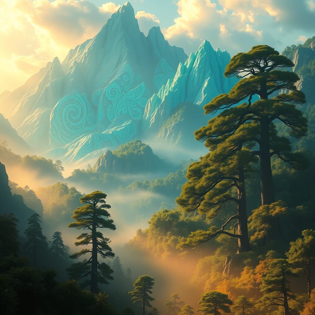 Electric Blue Mountains in a Dreamlike Landscape