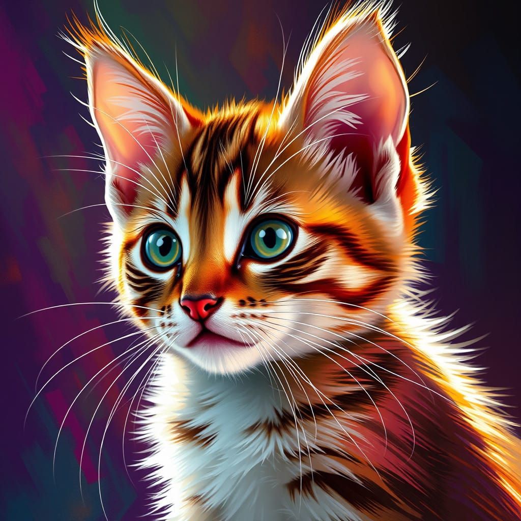 Vibrant Kitten in Hyperrealistic Style