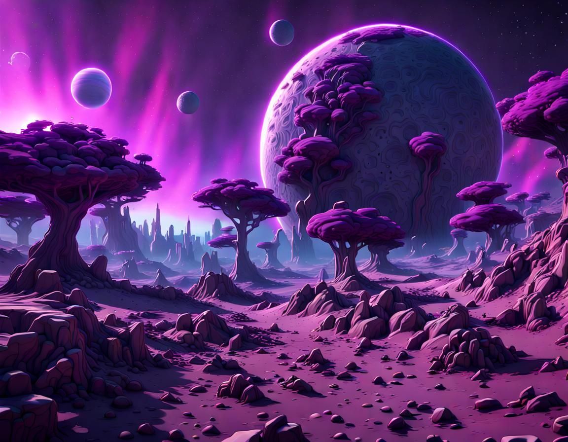 Spacial purple planet