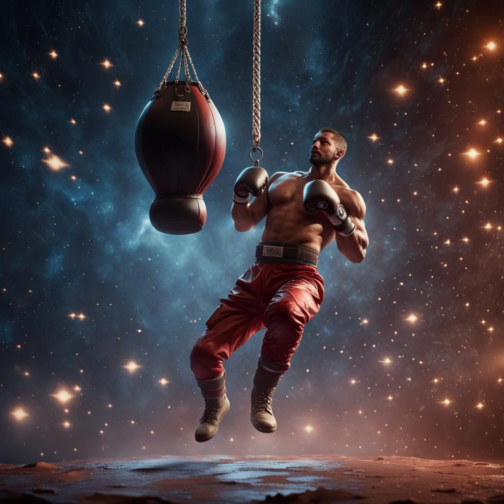 Boxer Training Among the Stars: Matte Painting
