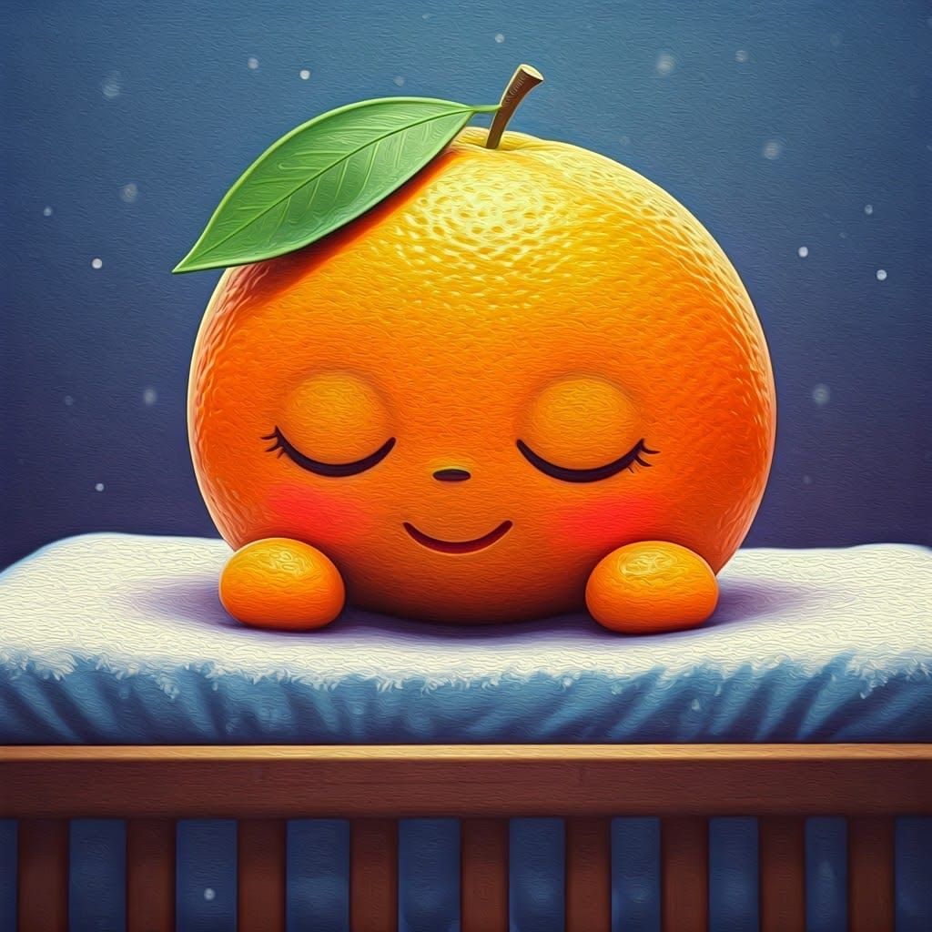 Cartoon Orange Sleeping: An Oil Painting