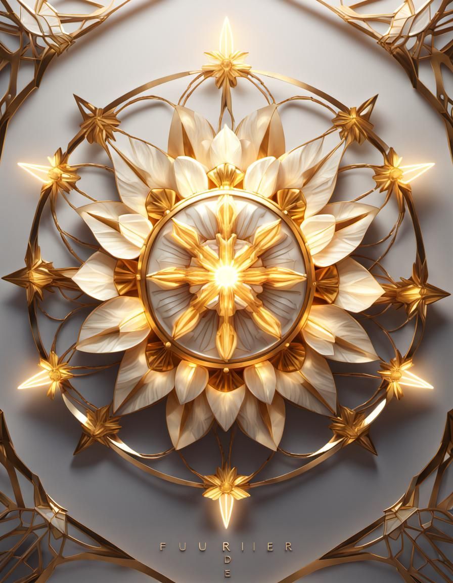 Futuristic Warrior Girl Shield with Flower of Life