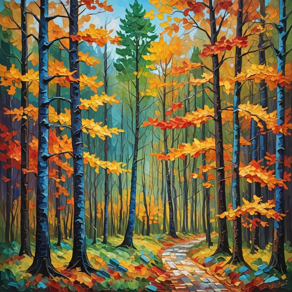 Autumn Landscape in Impasto Style