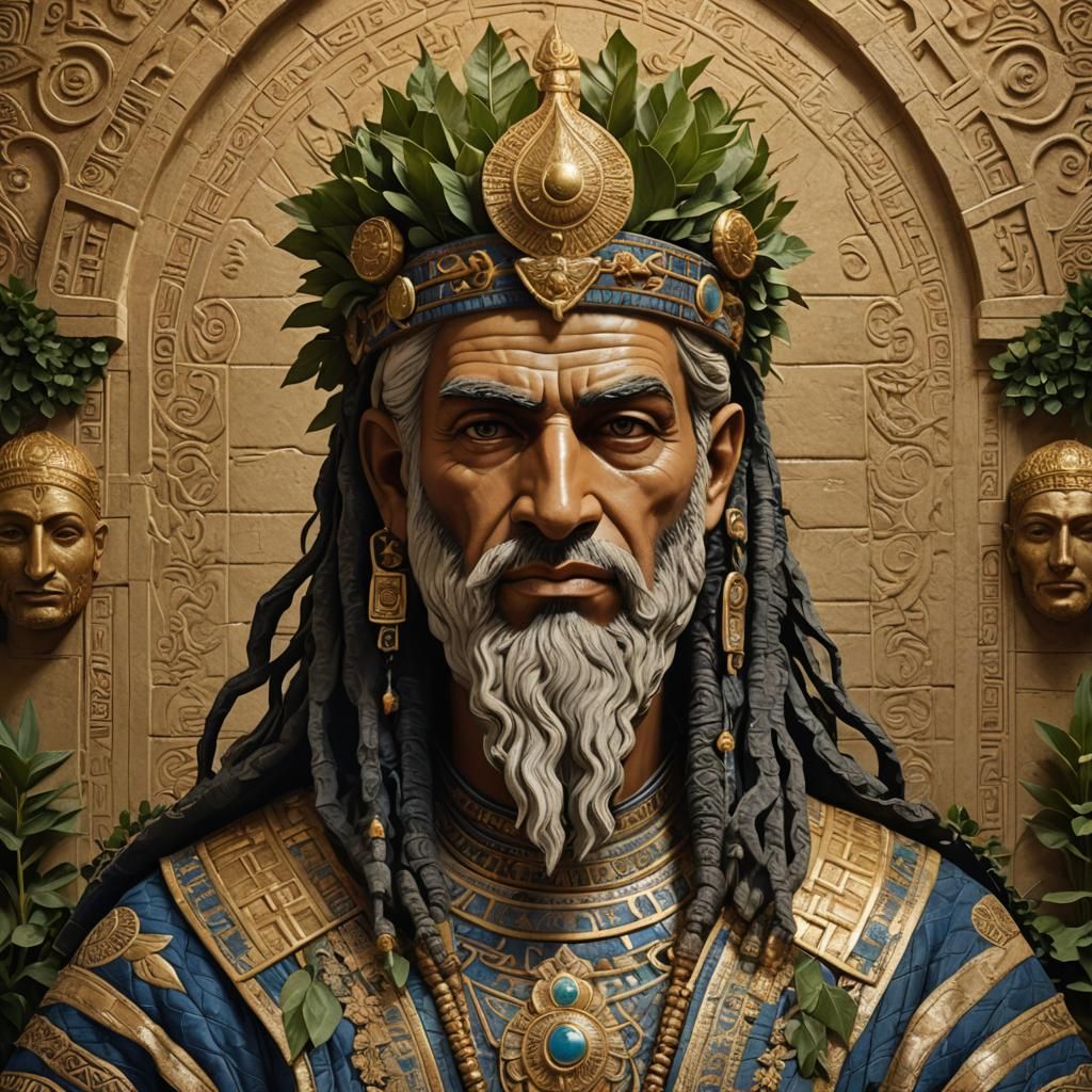 Ancient Mesopotamian Royal Portrait in Earthy Tones
