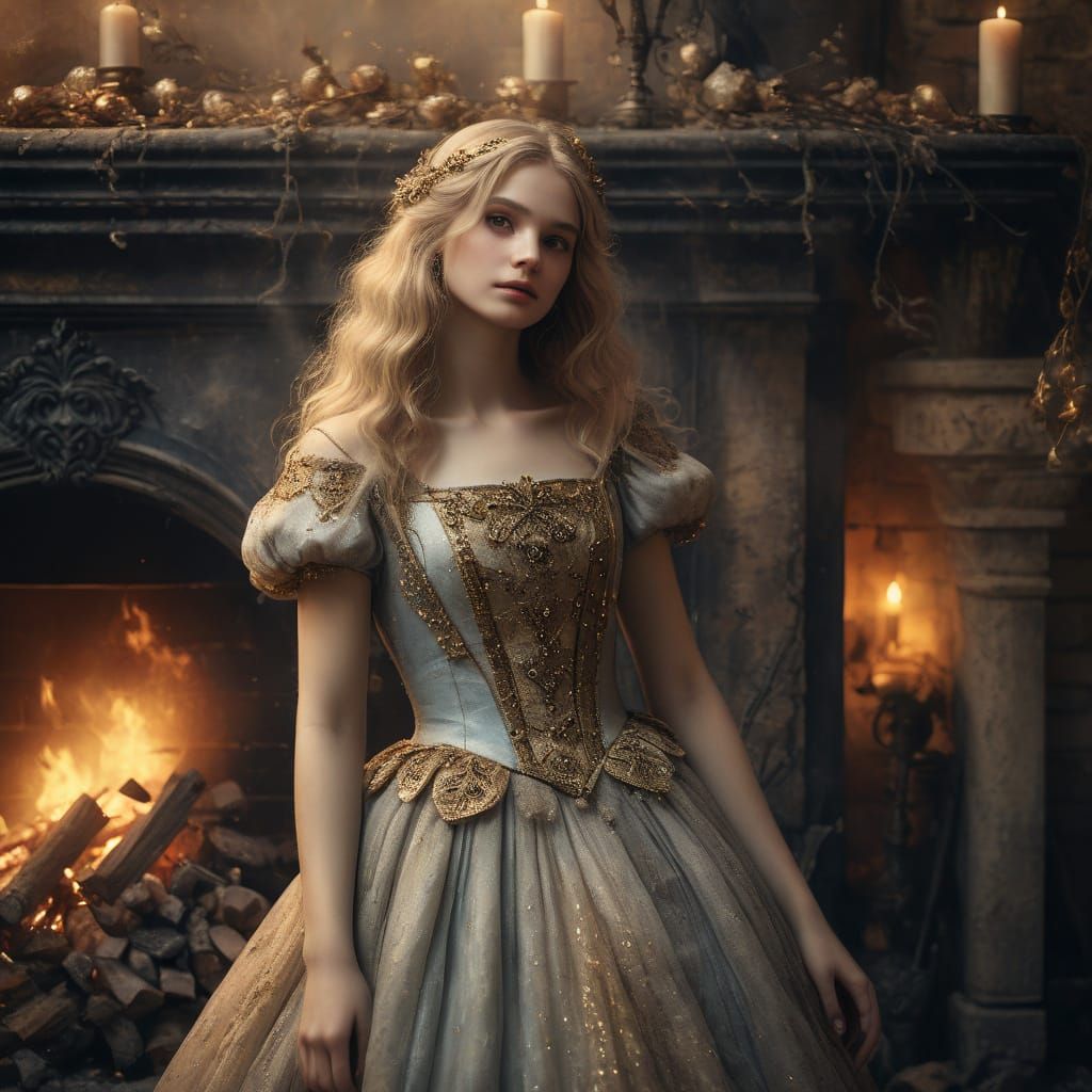 Enchanted Fairy Cinderella in Whimsical Fantasy Illustration