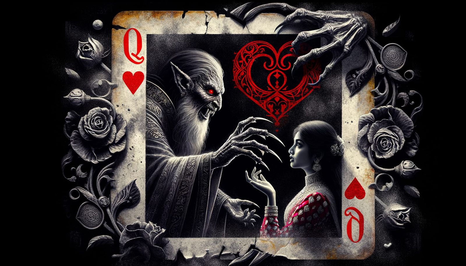 Vampire Queen Reaching from Gothic Playing Card