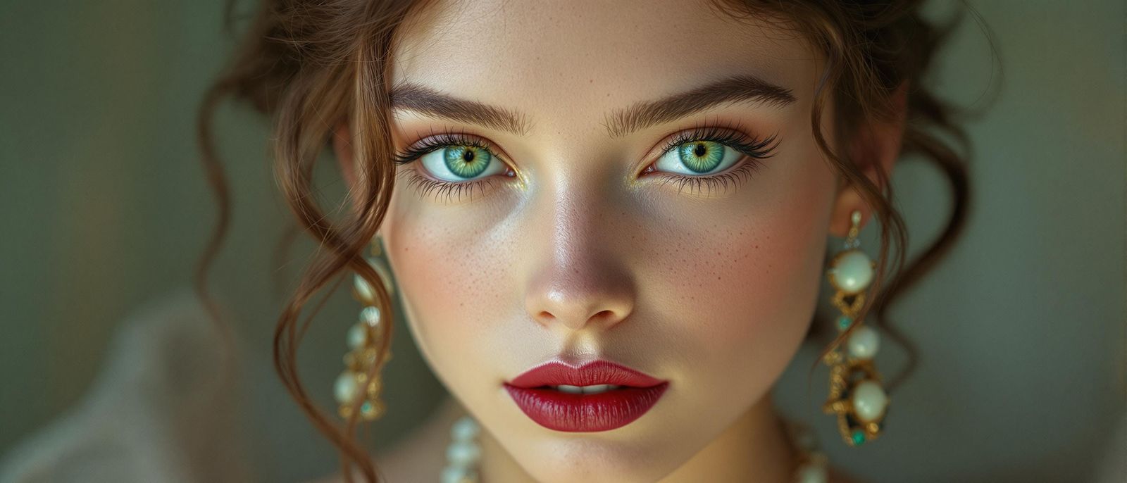 Ethereal Green-Eyed Beauty in 2025 Dior Gown