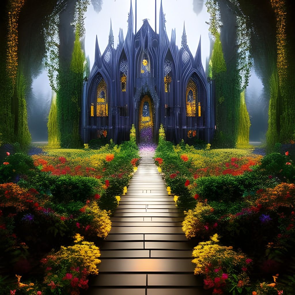 Dark Gothic Flower Garden in Hyperrealism