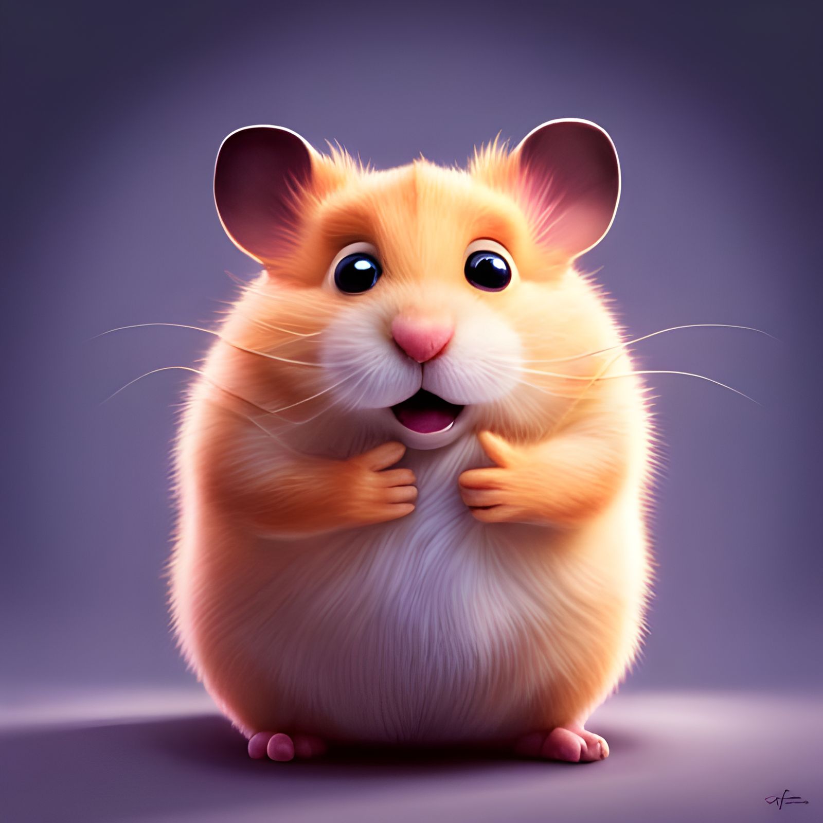 Fluffy Hamster Portrait in Disney Pixar Style
