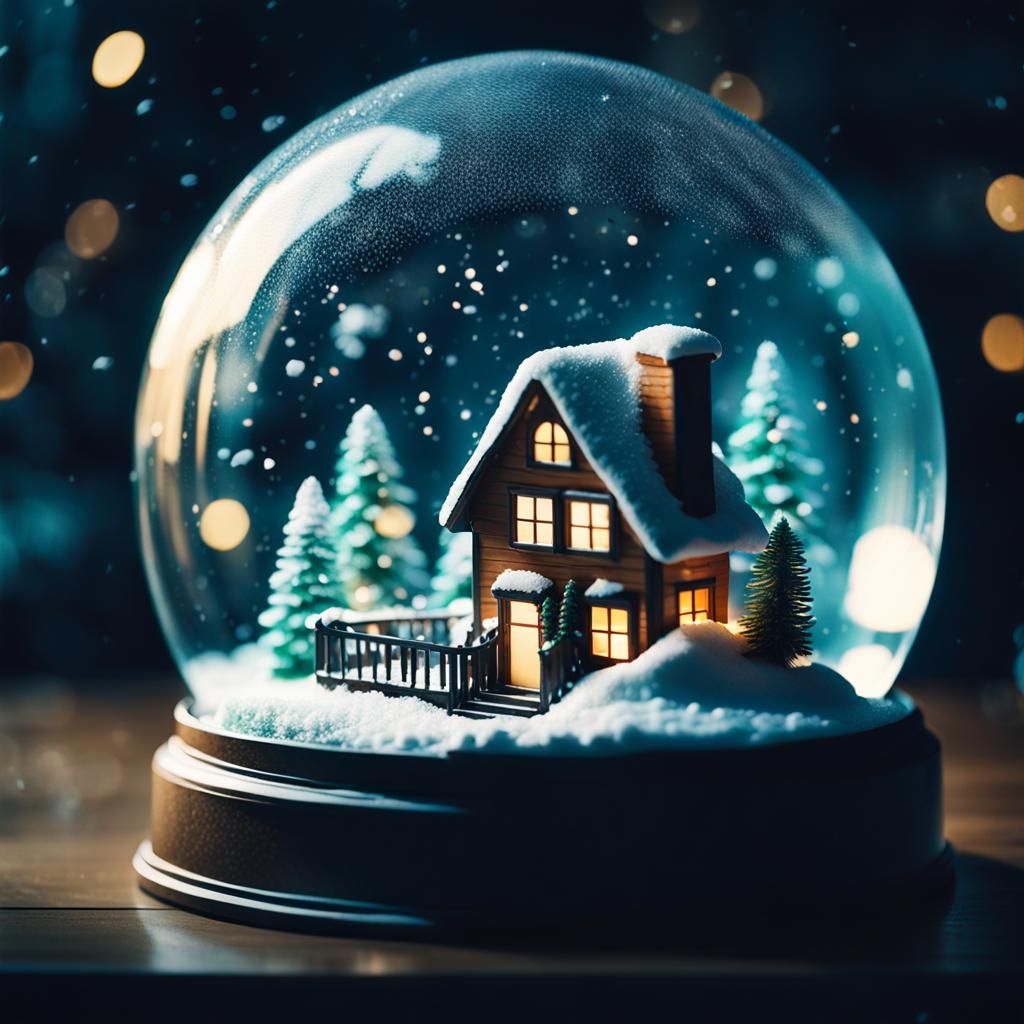 Cinematic Snow Globe with Film Grain Effect