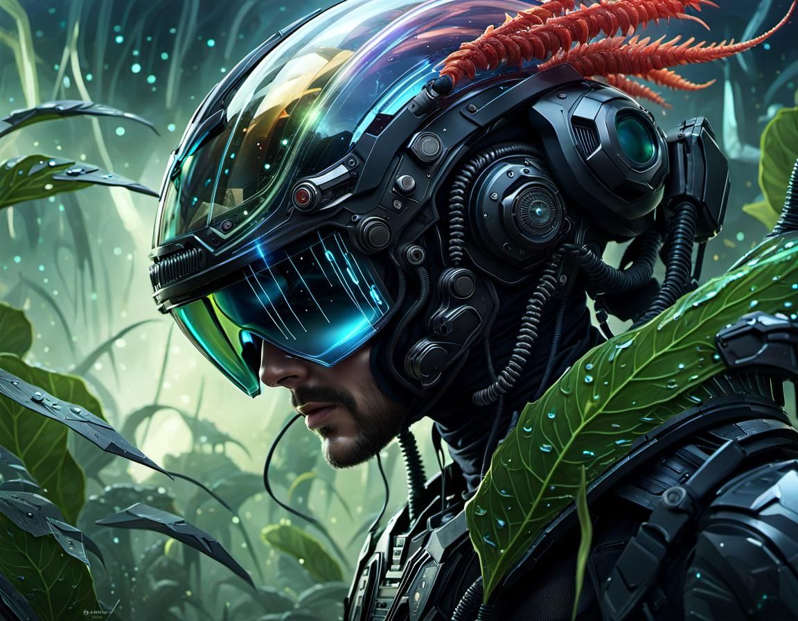 Augmented Reality Helmet with Xenomorph Symbiote, Fantasy Ar...
