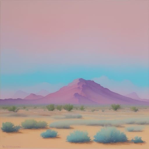 Impressionist Desert Landscape in Gouache and Watercolor