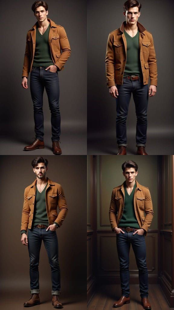 Muscular Man in Suede Jacket, Inspired by Jacob Elordi