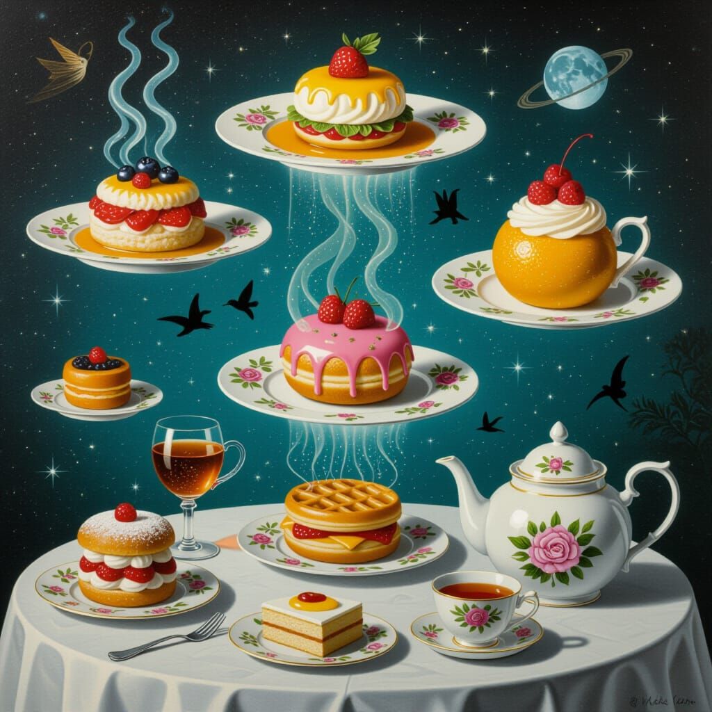 Surreal Magical Food Collage: Enchanted Dishes