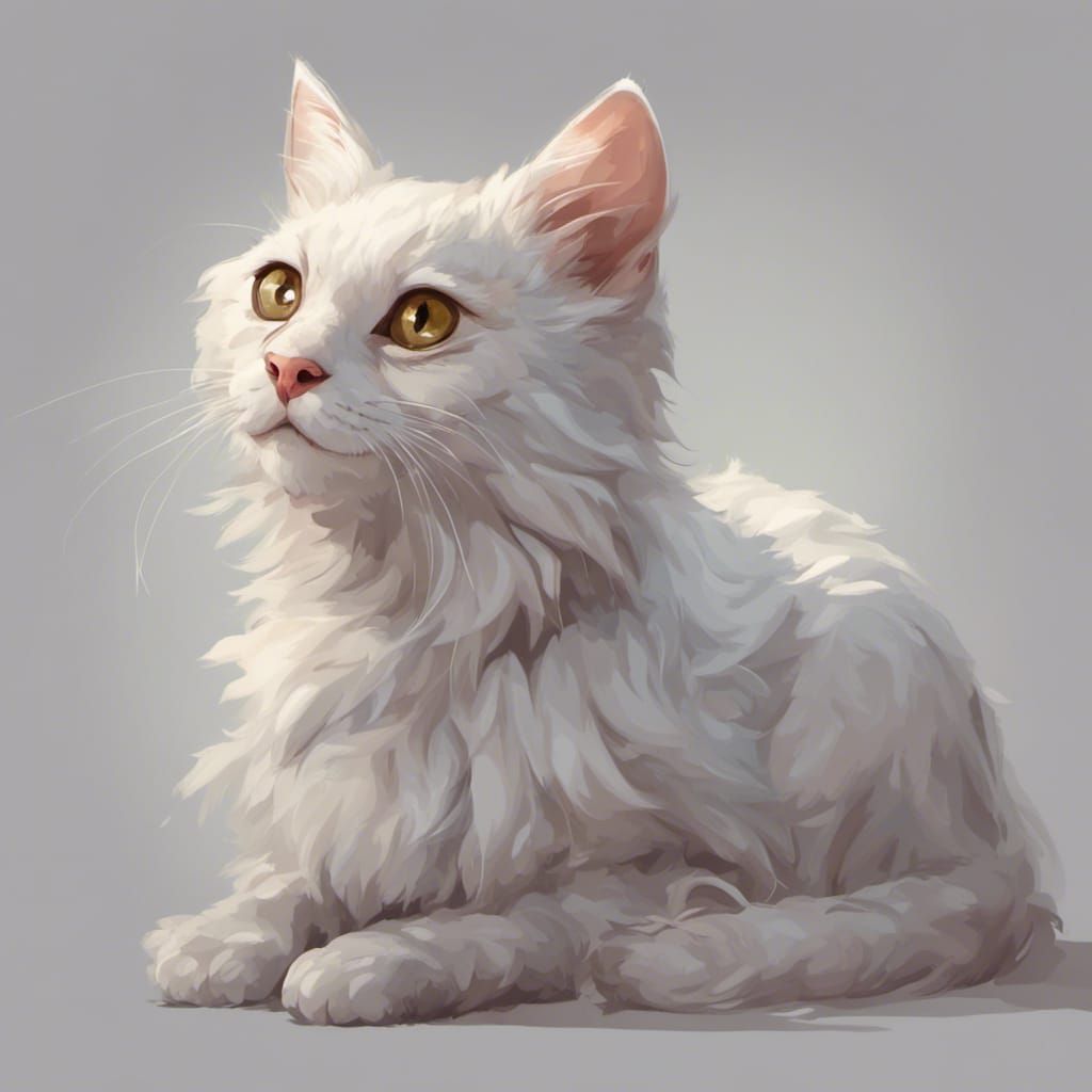 Angelic Cat Portrait in Hyperdetailed 2D Style