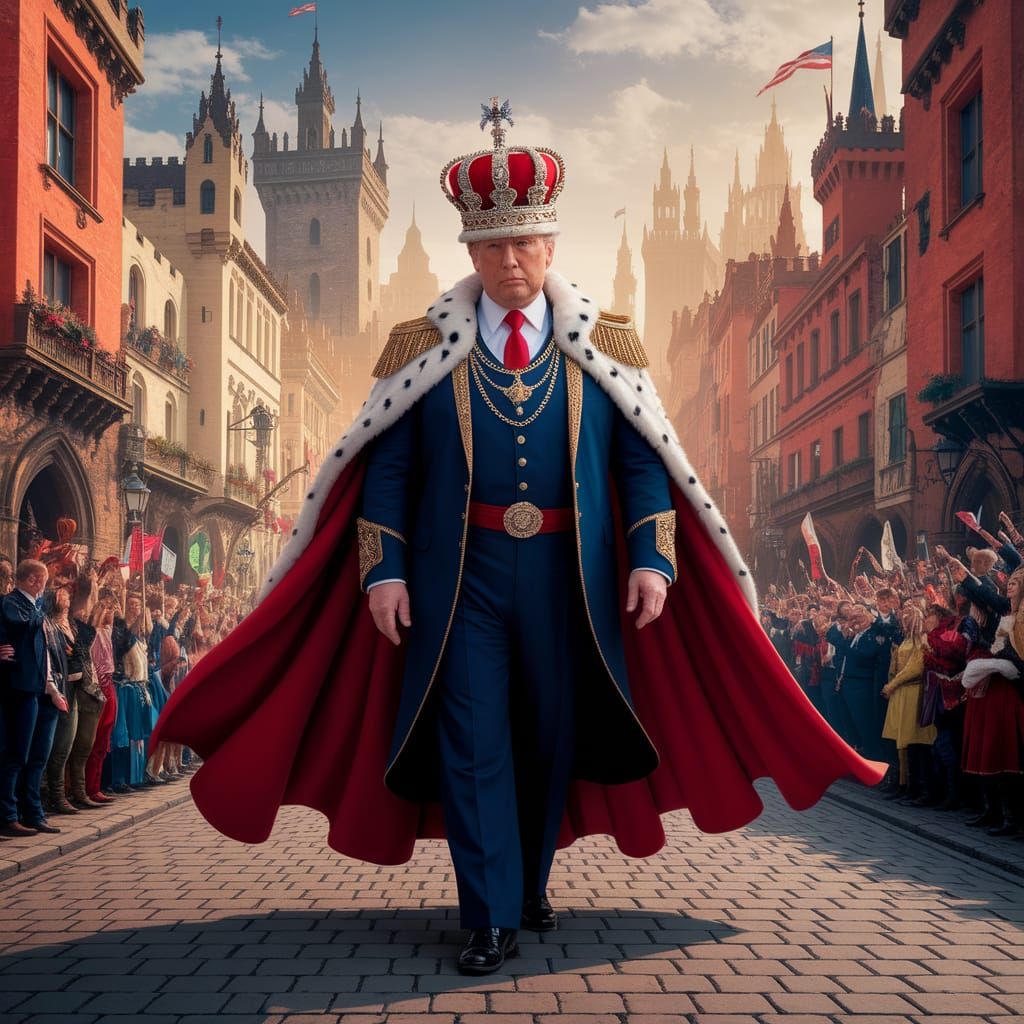 Donald Trump as the king in the parade.