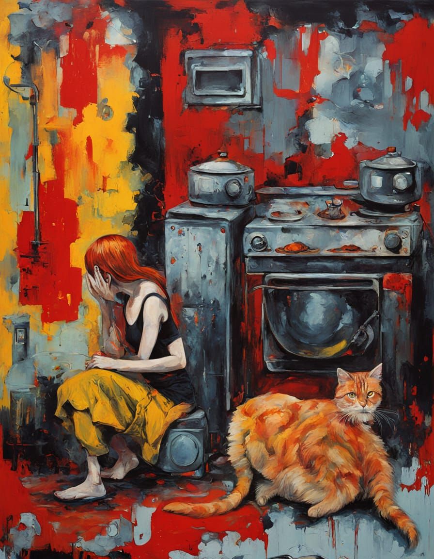 Surreal Retro Machine Spitting Toasts: Impasto Art