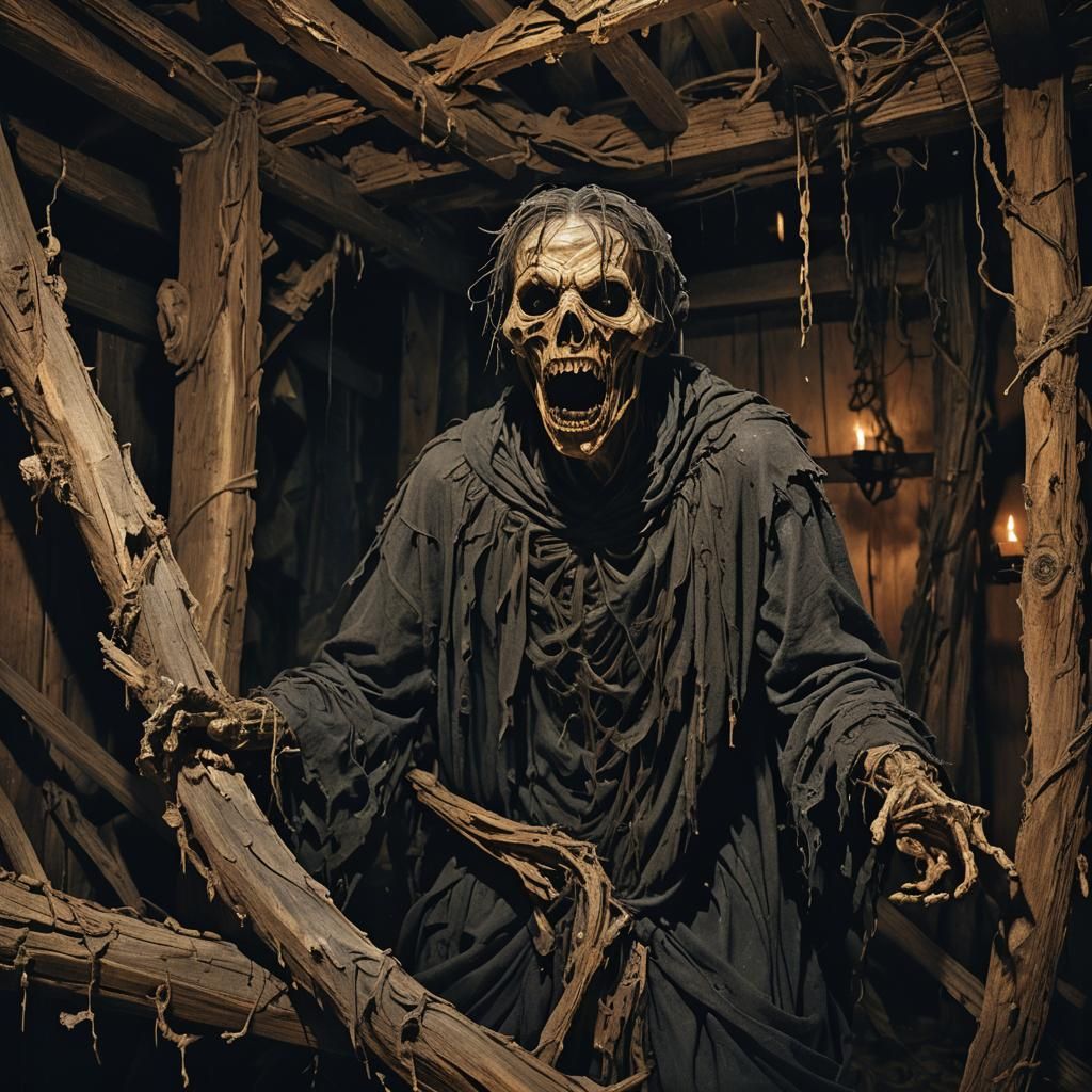 Tormented Figure Screams in Dark Surrealist Chamber