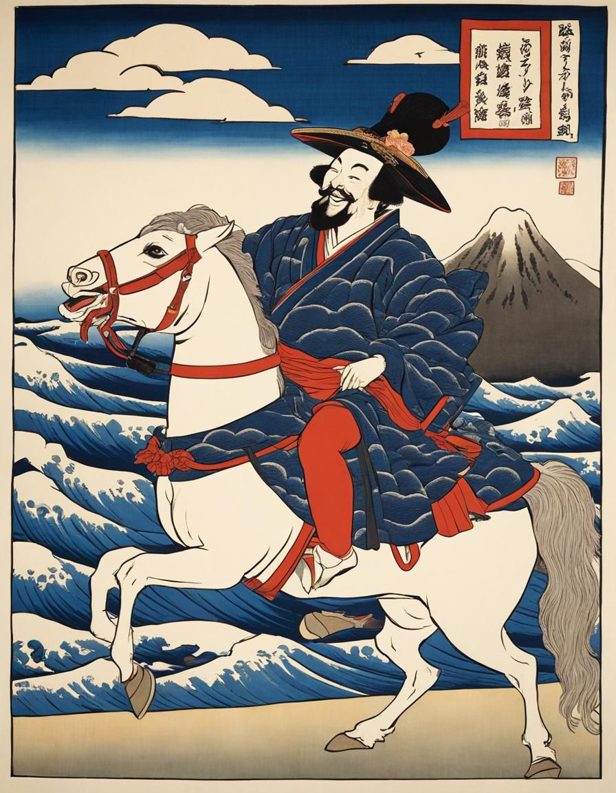 Laughing Cavalier in Hokusai Ukiyo-e Style